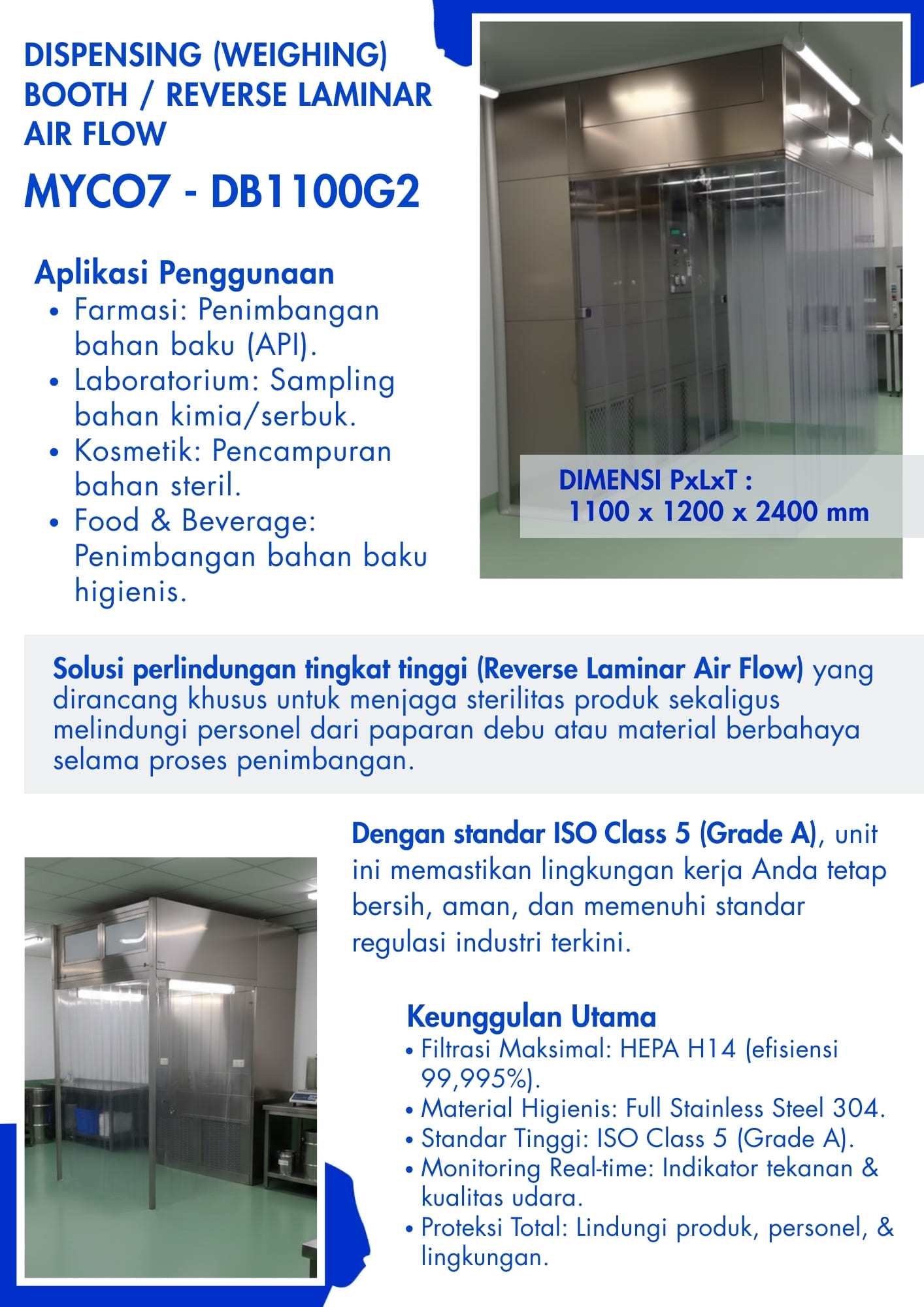 Katalog Dispensing booth weighing booth MYCO7 - DB1100G2 reverse laminar air flow p1