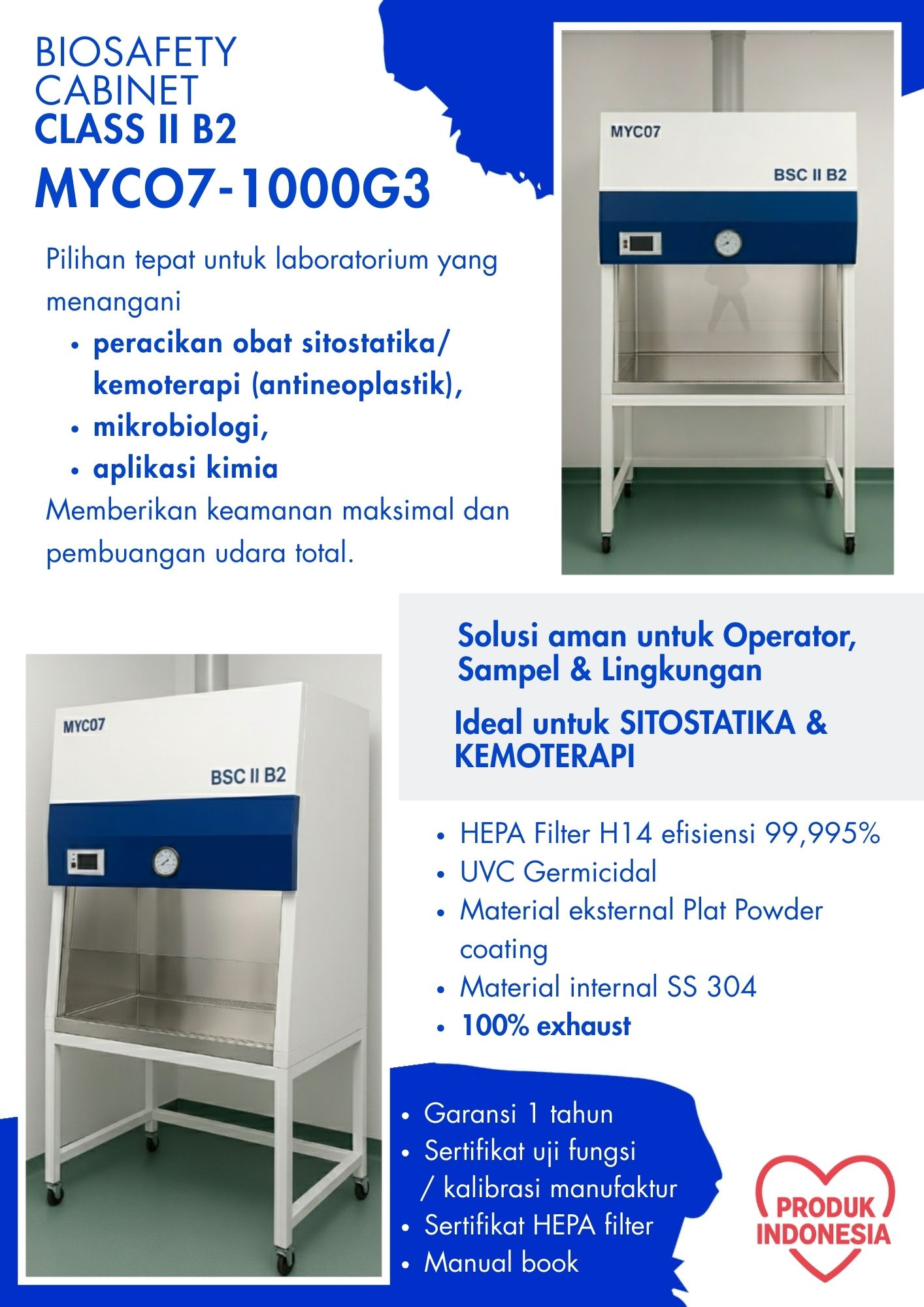 katalog Biosafety Cabinet BSC MYCO7-1000G3 Kabinet Keamanan Laboratorium steel powder coating touchscreen P1