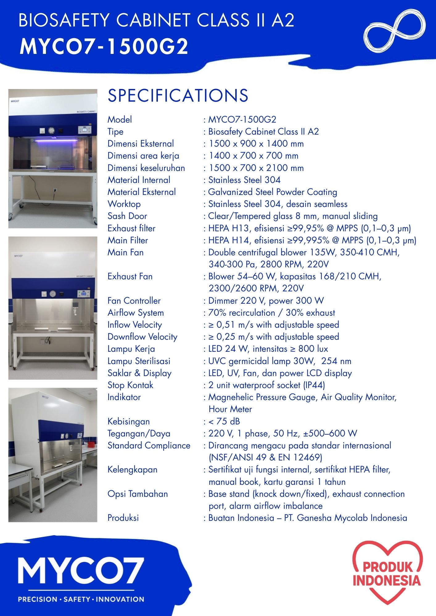 katalog Biosafety cabinet BSC class II A2 MYCO7-1500G2 ganesha mycolab P2