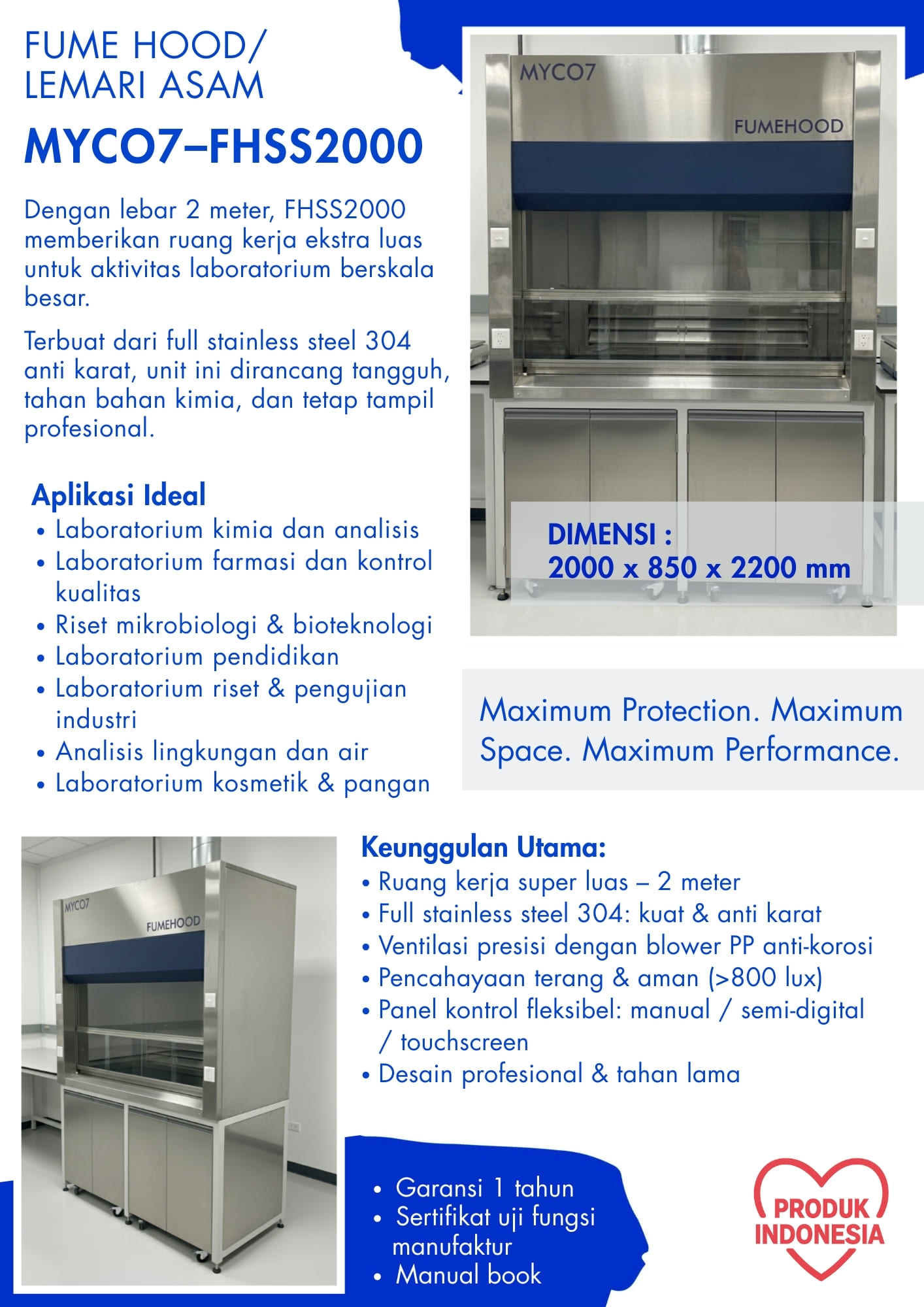 katalog FUMEHOOD Lemari Asam MYCO7-FHSS2000 full stainless steel 304 ganesha mycolab P1 (2)