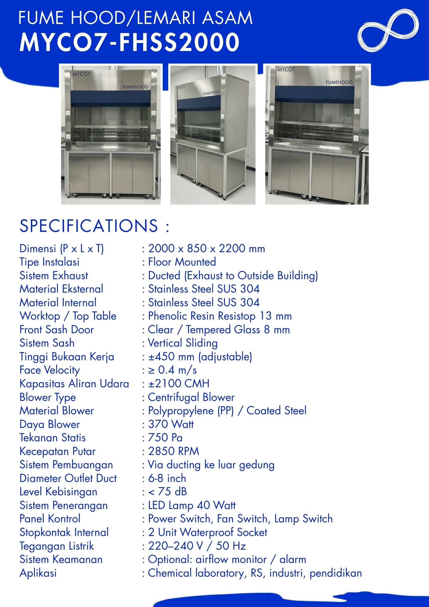 katalog FUMEHOOD Lemari Asam MYCO7-FHSS2000 full stainless steel 304 ganesha mycolab P2 (2)