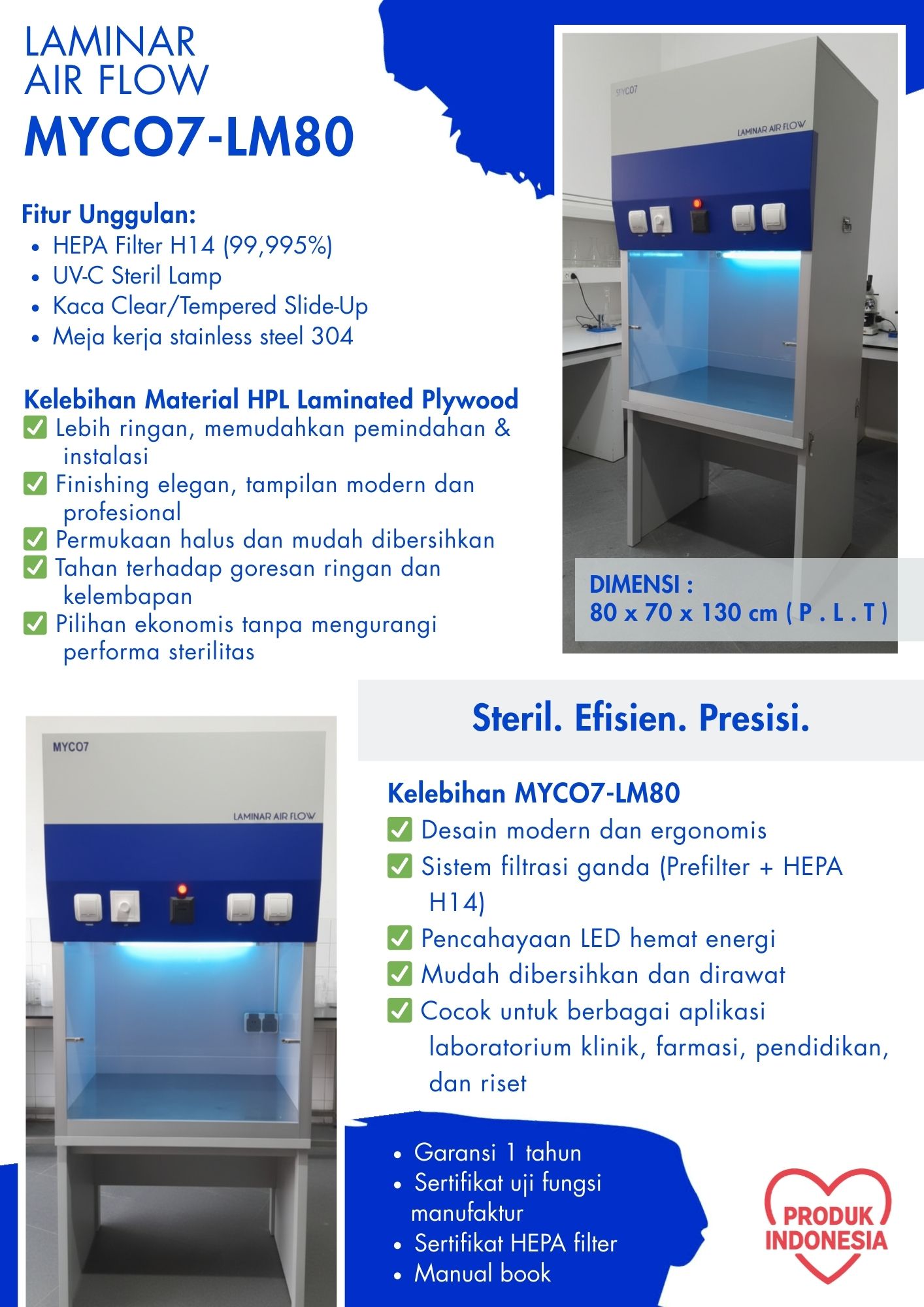 katalog LAMINAR AIR FLOW LAF MYCO7-LM80 Ganesha Mycolab P1