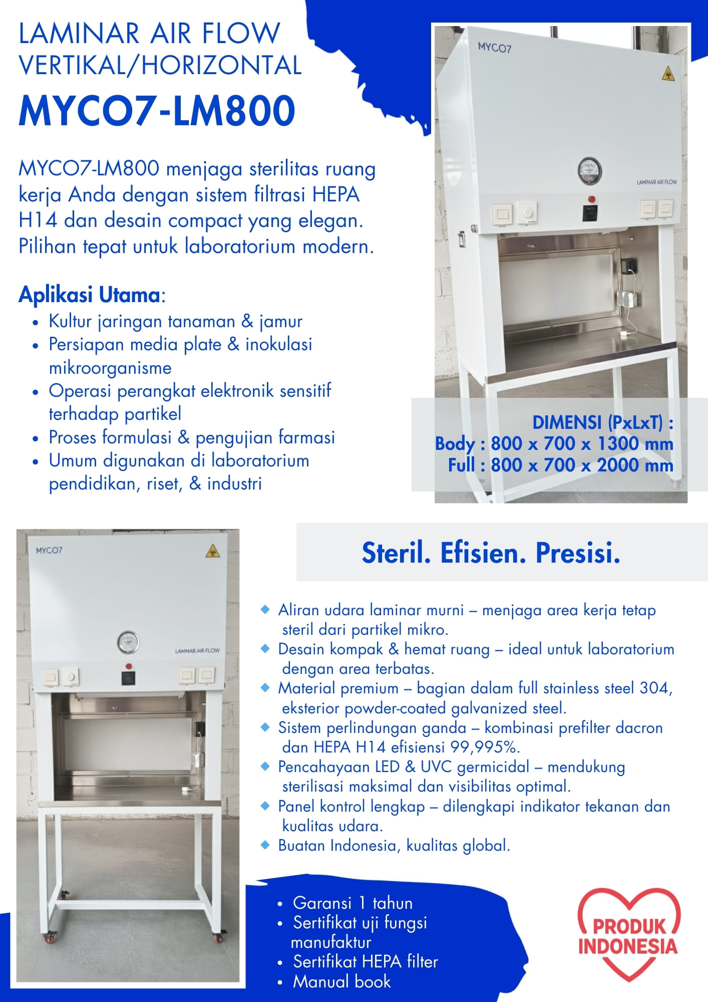 katalog laminar air flow LAF MYCO7-LM800 ganesha mycolab indonesia p1