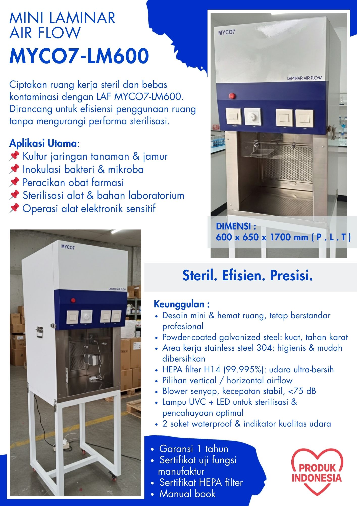 katalog mini laminar air flow LAF MYCO7-LM600 ganesha mycolab indonesia p1